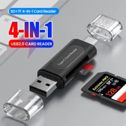 قارئ بطاقات متعدد الوظائف 4 في 1 من نوع USB-C، قارئ بطاقات SD وTF لأجهزة iPhone 15 و16 والكمبيوتر المحمول، محول قارئ بطاقات ذكي USB 2.0.