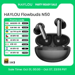 سماعات أذن لاسلكية HAYLOU Flowbuds N50 بتقنية البلوتوث 6.0 مع إلغاء الضوضاء النشط و6 ميكروفونات واتصال ذكي ووقت تشغيل يصل إلى 32 ساعة