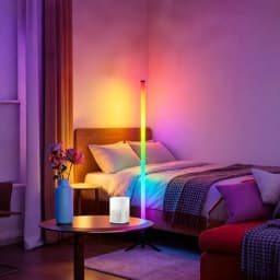 مصباح أرضي LED RGB بطول 120 سم، إضاءة محيطة تستشعر الصوت، مصباح زاوية للجدار لغرفة النوم، مصباح أجواء للألعاب الإلكترونية والبث المباشر