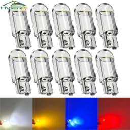 10 قطعة الزجاج إسفين لوحة ترخيص مصباح Cob LED لمبات السيارات T10 W5W 194 قبة ضوء الأبيض السيارات الداخلية القراءة تشغيل وقوف السيارات احتياطية