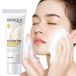 BIOAQUA-منظف الوجه الخام من لب الأرز ، رغوة غسل الوجه ، ترطيب العناية بالبشرة ، تفتيح البشرة ، العناية بتجديد شباب البشرة