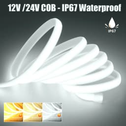 DC12V 24 فولت COB قطاع مع 2PIN / تيار مستمر كابل IP67 مقاوم للماء ديكور المنزل في الهواء الطلق شريط مرن حبل LED ضوء النيون 3000 كيلو 4000 كيلو 6000 كيلو