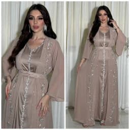 مسلم الشرق الأوسط الماس جلابية النساء 2 قطعة فستان مجموعة دبي تركيا قفطان عباية ماروكين رداء العربية الجلابة ثوب العيد