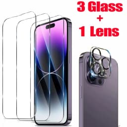 حماية شاشة HD لهاتف iPhone 16 15 17 18 14 13 12 11 Pro Max من الزجاج المقسى آيفون 15 برو فيلم عدسة الكاميرا آيفون 16 Plus 13 Mini Glass