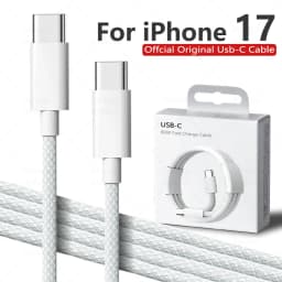 كابل USB-C أصلي لهواتف آبل آيفون 17 برو ماكس، شحن سريع PD 60 واط لهواتف هواوي وشاومي وسامسونج، كابل منسوج من النوع C، ملحقات