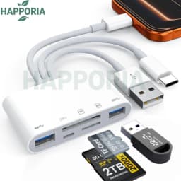 قارئ بطاقات SD جديد 5 في 1 مع موزع USB لهواتف آيفون 12 و13 و14 و15 و16 و17 وهواوي، محول USB 3.0 من النوع C لقراءة بطاقات SD وTF وذاكرة OTG