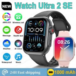 ساعة Ultra 2 SE للرجال والنساء 1000 مللي أمبير AMOLED معدل ضربات القلب 100 + رياضية بلوتوث مكالمة نظام تحديد المواقع المسار مقاوم للماء ساعة ذكية لنظام IOS أندرويد
