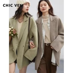 CHIC VEN معاطف صوفية نسائية فضفاضة غير رسمية مزدوجة الصدر سترة ريترو على الوجهين ملابس خارجية للسيدات لخريف وشتاء 2026