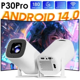 P30PRO Android 14 جهاز عرض صغير ذكي WiFi6 BT 5.0 يدعم 4K 1280 * 720P يدعم شاشة النسخ المتطابق مع جهاز عرض المسرح المنزلي