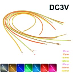 قطع مجانية خيوط LED مرنة لمبة LED 25 مللي متر 80 مللي متر 110 مللي متر 128 مللي متر 190 مللي متر 255 مللي متر 300 مللي متر تيار مستمر 3 فولت ملحقات المصابيح ديود لتقوم بها بنفسك أجزاء