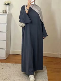 عباءة إسلامية للنساء بلون موحد وأكمام طويلة فضفاضة، فستان ماكسي كاجوال، قفطان إسلامي متواضع، ثوب للصلاة