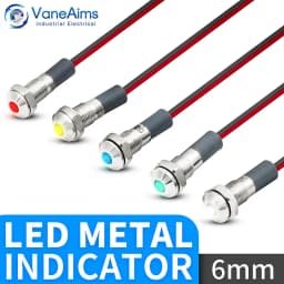 VaneAims 6 مللي متر معدن مؤشر LED ضوء لوحة تصاعد مصباح إشارة صغير أحمر أزرق أصفر أخضر أبيض 220 فولت 24 فولت 12 فولت 6 فولت 3 فولت
