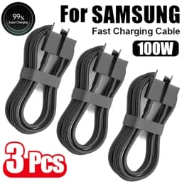 3 قطعة PD 100 واط USB نوع C إلى C كابل شحن سريع لسامسونج غالاكسي S22 S23 S24 S25 زائد ملاحظة الترا A53 A54 كابل بيانات الشحن