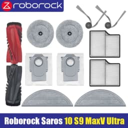 ( Roborock Saros 10 / S9 MaxV Ultra) أجزاء المكنسة الكهربائية فرشاة جانبية الأسطوانة الرئيسية فلتر HEPA ممسحة قماش كيس لجميع الغبار