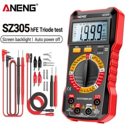 جهاز قياس رقمي متعدد الوظائف ANENG SZ305 احترافي لقياس الجهد المتردد/المستمر والتيار والمكثفات وHFE والترايود وNCV واختبار الكهرباء بالحث الكهربائي