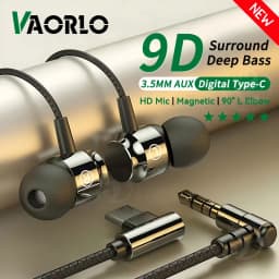 رقاقة رقمية سلكية سماعة 3.5 ملم AUX/Type C 9D HIFI الثقيلة باس داخل الأذن لعبة سماعات سامسونج هواوي Xiaomi OPPO iPad PC MP3
