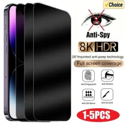1-5 قطعة زجاج مضاد للتجسس آيفون 15 14 13 12 11 برو ماكس Mini X XS XR 7 8 6 Plus واقي شاشة الخصوصية آيفون 17 16 17Air