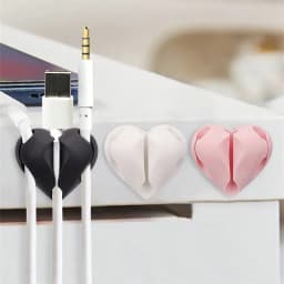2 قطعة على شكل قلب كابل صغير اللفاف المنظم USB كابل شحن كليب مكتب مرتب حامل مُنظِم حماة في المنزل مكتب سيارة