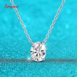 Smyue 1CT 2CT 3CT البيضاوي قطع مويسانيتي القلائد للنساء مجوهرات 100% سلسلة فضية حقيقية 925 Pandant مختبر الماس هدية عيد ميلاد