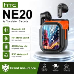 سماعة أذن لاسلكية أصلية من HTC NE20 بتقنية البلوتوث مع ترجمة بالذكاء الاصطناعي وشاشة لمس متعددة الوظائف وخاصية تقليل الضوضاء