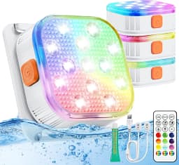 أضواء تحت الماء LED أضواء حمام السباحة الغاطسة قابلة للشحن 200FT التحكم عن بعد ضوء حمام السباحة مع الموقت تغيير اللون