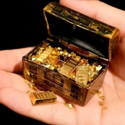 مجموعة واحدة من صناديق الكنوز القراصنة الصغيرة مع عملات وسبائك ذهبية - ديكورات معدنية لأحواض السمك، هيكل معدني متين، تصميم واقعي للنباتات المائية والأسماك، ديكورات أحواض السمك، ديكورات العطلات، عناصر زخرفية، حرفية متقن