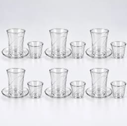طقم شاي قهوة زجاج شفاف 18 ق 6.5سم/9.5*6 سم