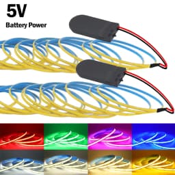 3 مللي متر 5 مللي متر 8 مللي متر PCB COB LED قطاع 5 فولت ضوء طاقة البطارية 320 المصابيح/م أحمر أخضر أزرق وردي فليكس لاصق ديكور المنزل 0.5 متر 1 متر 2 متر 3 متر