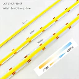 12 فولت 24 فولت تيار مستمر CCT COB LED قطاع ضوء 2700 كيلو إلى 6500 كيلو تغيير لون LED الشريط الخطي مزدوج اللون RA90 عكس الضوء الشريط 5 مللي متر 8 مللي متر العرض