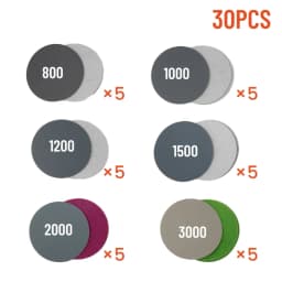 30 قطعة ورق الصنفرة المائية/الجافة 3 بوصة 75 مللي متر هوك وحلقة الرملي القرص 800 1000 1200 1500 2000 3000 حصى الرمل ورقة أدوات جلخ