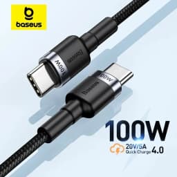 Baseus USB نوع C إلى USB C كابل آيفون 16 15 100 واط PD شحن سريع شاحن الحبل لماك بوك Xiaomi سامسونج نوع-C كابل