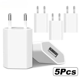 شاحن هاتف محمول عالمي 5 فولت بمنفذ USB للسفر والمنزل، متوافق مع سامسونج وشاومي وريدمي وهواوي، محول طاقة للحائط (1-5 قطع)