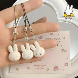 Kawaii ميفي أرنب المفاتيح لطيف الكرتون لينة ورائعتين فتاة القلب كريم جرس حقيبة كرتونية الديكور أفضل صديق هدية
