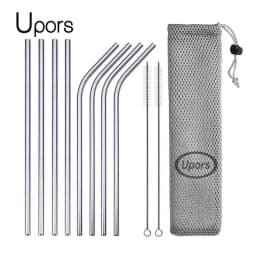 UPORS قابلة لإعادة الاستخدام شفاطات للشرب 304 شفاطات من الفولاذ المقاوم للصدأ مستقيمة عازمة معدنية مع كيس فرشاة نظافة بالجملة