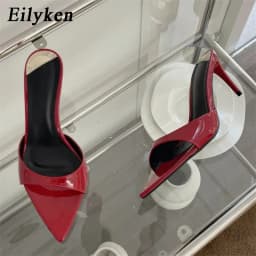 شبشب Eilyken مثير بكعب رفيع للنساء موضة الصيف بمقدمة مدببة شرائح متجرد صندل للحفلات أحذية البغل Zapatillas Mujer