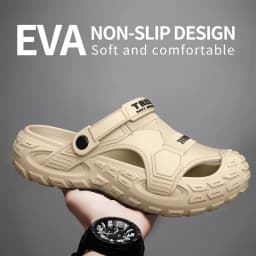 صنادل EVA للرجال في الصيف، ذات نعل سميك وناعم للارتداء الخارجي، أحذية شاطئ للرياضات العادية، وأحذية مثقبة