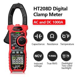 HT208A/D التيار المتناوب/تيار مستمر الرقمية المشبك متر متر المتعدد بينزا Amperimetrica صحيح RMS عالية الدقة السعة NCV أوم هرتز تستر