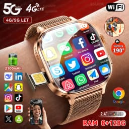 ساعة ذكية جديدة 2026 تدعم شريحة 4G/5G، ذاكرة 128 جيجابايت، كاميرا عالية الدقة 1000 واط، مكالمات فيديو، إصدار عالمي، إمكانية تحميل التطبيقات، NFC، للرجال والنساء