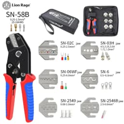 مجموعة أدوات تجعيد الأسلاك SN-58B مع كماشة للاستخدام مع وصلات XH2.54/DuPont2.54/2.8/4.8/6.3/غير المعزولة/الأنابيب (0.25-1.5 مم²) 23-16AWG