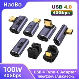 محول USB4.0 40Gbps OTG من النوع C بزاوية 90 درجة، 100 واط، 5 أمبير، محول شحن سريع من USB C إلى النوع C، محول بيانات USB C لأجهزة ماك بوك بدقة 8K و60 هرتز
