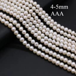AAA + 4-5 مللي متر لؤلؤ المياه العذبة الطبيعية الأبيض لؤلؤ مستدير خزر عازل لصنع المجوهرات عقد دي اي واي سوار إكسسوارات هدية