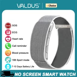 سوار ذكي VALDUS VITRO ECG لقياس معدل ضربات القلب وضغط الدم، مقاوم للماء، بعمر بطارية طويل، للياقة البدنية، مع خاصية SOS، جديد 2026، ساعة ذكية بدون شاشة