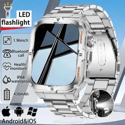 ساعة ذكية جديدة للرجال لعام 2026 مع مصباح LED، مقاومة للماء IP68، ساعة رياضية خارجية، مراقبة الصحة، متتبع للياقة البدنية لنظامي iOS وأندرويد