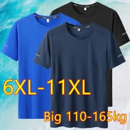تي شيرت كبير الحجم 9XL للرجال تي شيرت سريع الجفاف للرجال برقبة دائرية مقاس كبير وأكمام قصيرة تي شيرت كبير الحجم