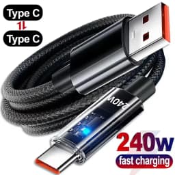 240 واط شحن سريع USB نوع C كابلات البيانات عالية السرعة نقل البيانات سلك شاشة ديجيتال النايلون نوع C إلى C الحبل آيفون سامسونج