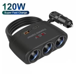 موزع ولاعة سجائر USB مزدوج ، قابس شاحن سريع ، محول طاقة هاتف ، كاميرا DVR GPS Dashcam ، 12 فولت ، 24 فولت ، 3 في 1