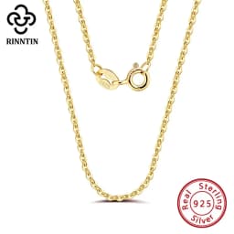 Rinntin 18K الذهب 925 فضة موضة كابل ربط قلادة سلاسل للنساء رقيقة سلسلة عنق اكسسوارات مجوهرات SC06