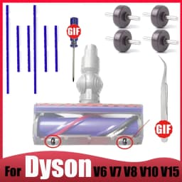 عجلات رأس التنظيف المباشر لـ دايسون V6 V7 V8 V10 V11، مجموعة استبدال SPS، بكرات غير مرنة، مع ملقط تنظيف