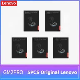 5 قطع سماعات لينوفو GM2 Pro TWS الأصلية اللاسلكية بتقنية البلوتوث 5.4، سماعات أذن تعمل باللمس عالية الدقة، سماعات رياضية مع ميكروفون