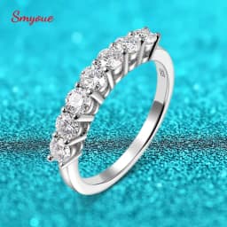 Smyoue 0.7CT 3 مللي متر الأحجار الكريمة مويسانيتي خواتم للنساء S925 الفضة مطابقة الزفاف الماس الفرقة تكويم خاتم الذهب الأبيض هدية